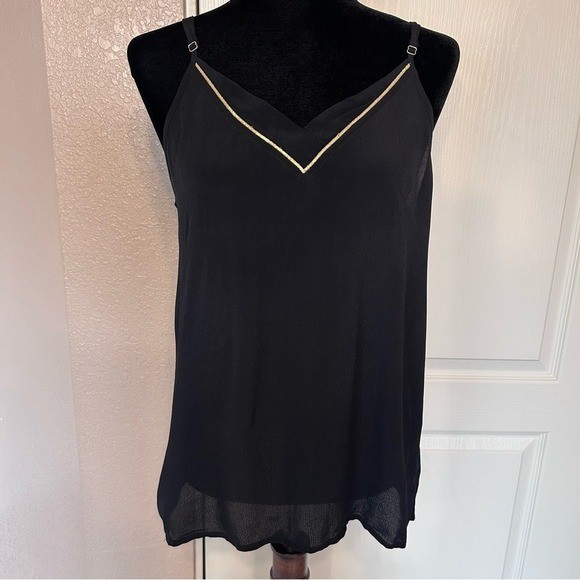 NWT Arkitect Elegant Black with Gold Details V Neckline Camisole Blouse Size XL
