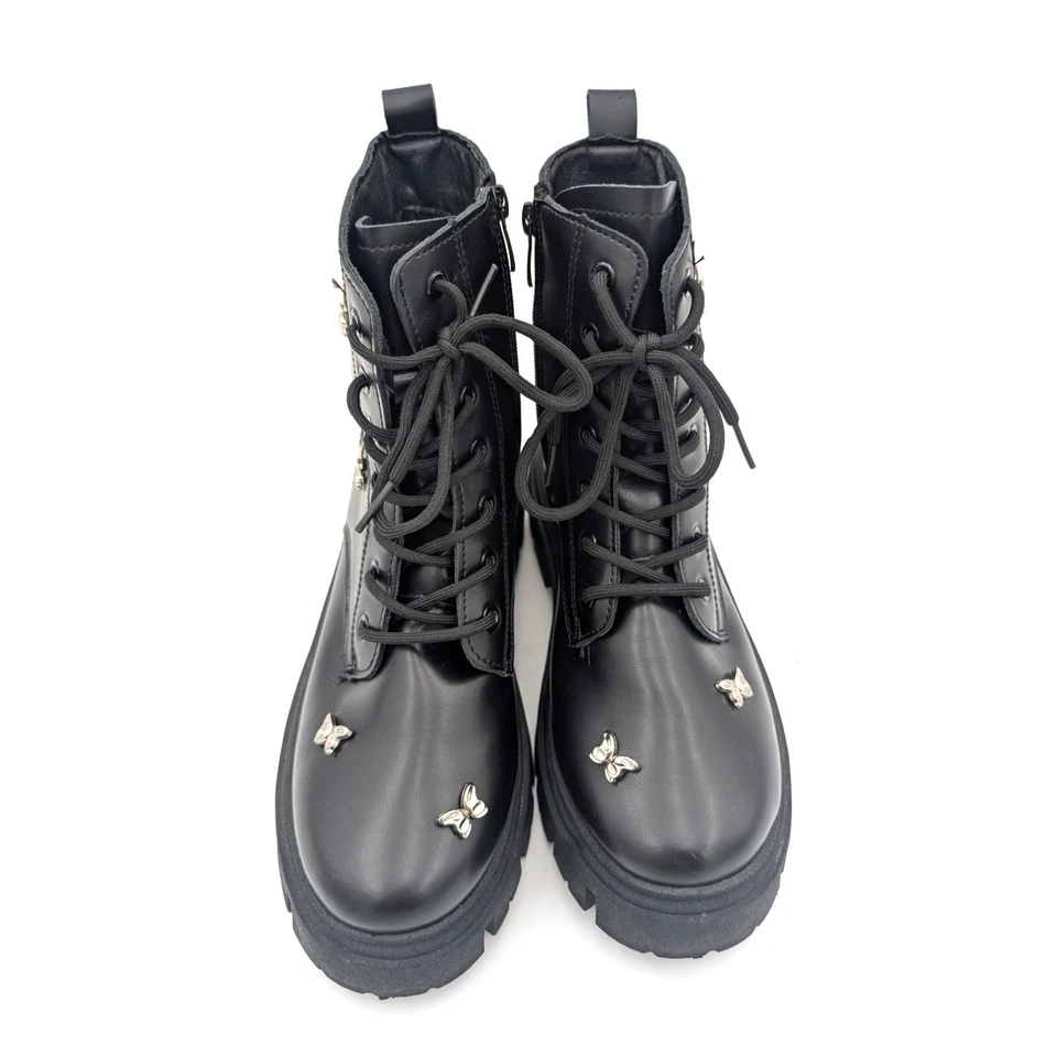 Botas Wild Diva Lounge Kita Butterfly con cordones para mujer negras talla US8 EU39 Foto 3 de 4