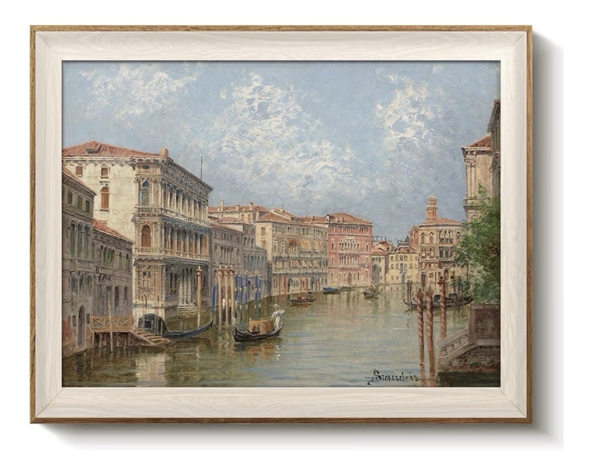 Venice Architecture Framed Wall Art | 12x16 Vintage Oil Painting Canvas Print