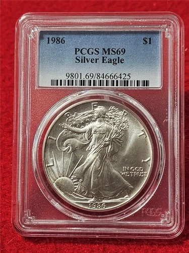 1986 American Silver Eagle $1 Dollar ASE PCGS MS 69                       #T1357