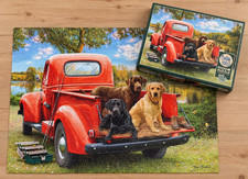 Fishing Friends Labrador Dogs Red Pickup Truck 1000 Piece Jigsaw Puzzle