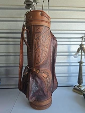 Vintage Hand Tooled Mexican Leather Golf Bag