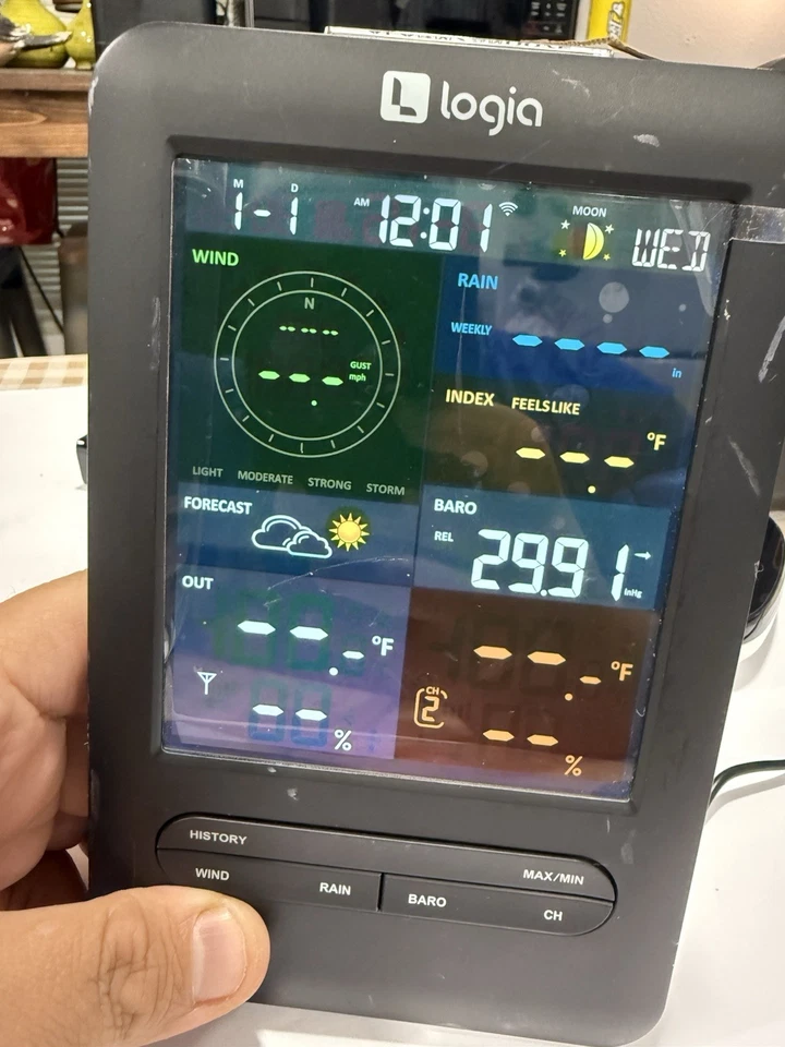 Logia 5-in-1 Solar Weather Station W/Temp, Humidity, Wind Monitor Only! - Image 2 of 4