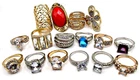 Vintage Lot Of 16 Costume Jewelry Ring Lot Gold Silver Tone Rhinestone Cocktail