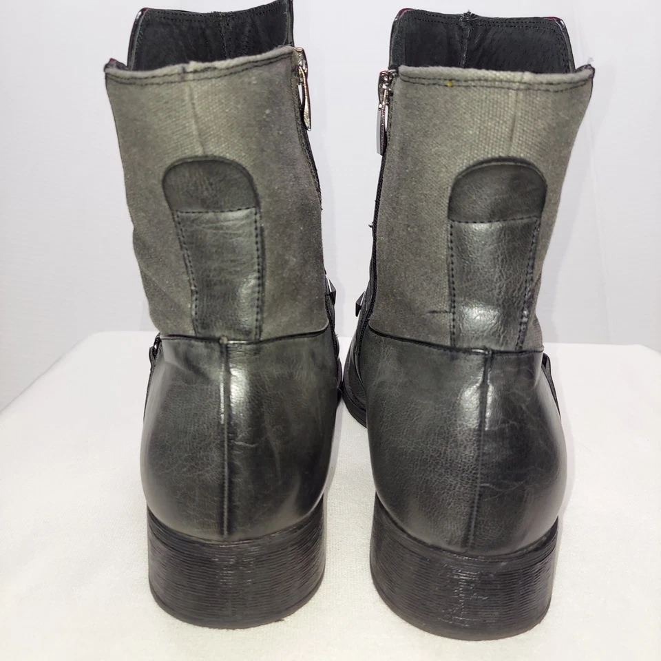 Botas de motociclista masculinas Rock & Republic de couro cinza com alças de fivela cravejadas tamanho 12M - Imagem 4 de 4