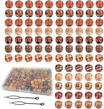 95 Pcs Wood Hair Beads for Braids and Dreadlocks, 12mm Painted Natural Wooden