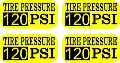 StickerTalk Yellow 120 PSI Tire Pressure Sticker Sheet, 2 inches x 1 inches