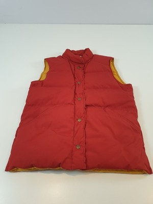 Vintage Eddie Bauer Down Vest Mens Large Red Yellow Puffer Outdoor Goose 80s