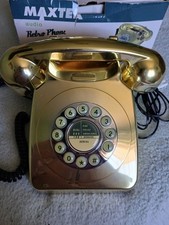 Corded Max-Tek Home Phone Retro Style in  gold, used,