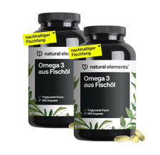 2 x natural elements Omega 3 – 2 x 365 Kapseln, 2000mg Fischöl pro Tagesdosis