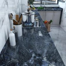 Dark Blue Marble Wallpaper Marble Paper Granite Counter Top Peel and Stick 16...