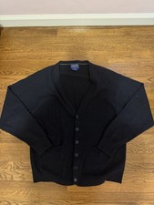 Pendleton Cardigan Mens Large 100 Lambswool Navy Knit Grandpa Sweater