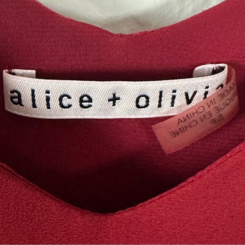 Alice + Olivia Dress Mini Small Carli Off Shoulder Vamp Red - Picture 9 of 13