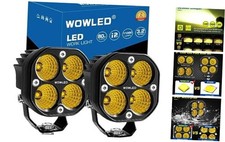 2PCS 3Inch 80W Amber LED Cube Lights, 12V FloodLight Yellow Fog Light Backup