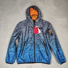 Rokka Rolla Rain Jacket Boys Large 8 Blue Gray Camo Lightweight Windbreaker NWT