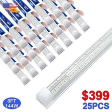 25 Pack T8 8 FT Led Tube Light Bulbs Strip Ceiling Shop Light Fixture 144W 6500K