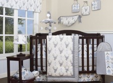 Geenny 13 Piece Blue/ Gray/White With Deer Crib Bedding Set