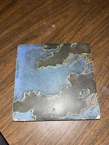 Super Signed 6x6 Early Van Briggle Art Pottery Tile With Tree Motif. Exc Glaze.