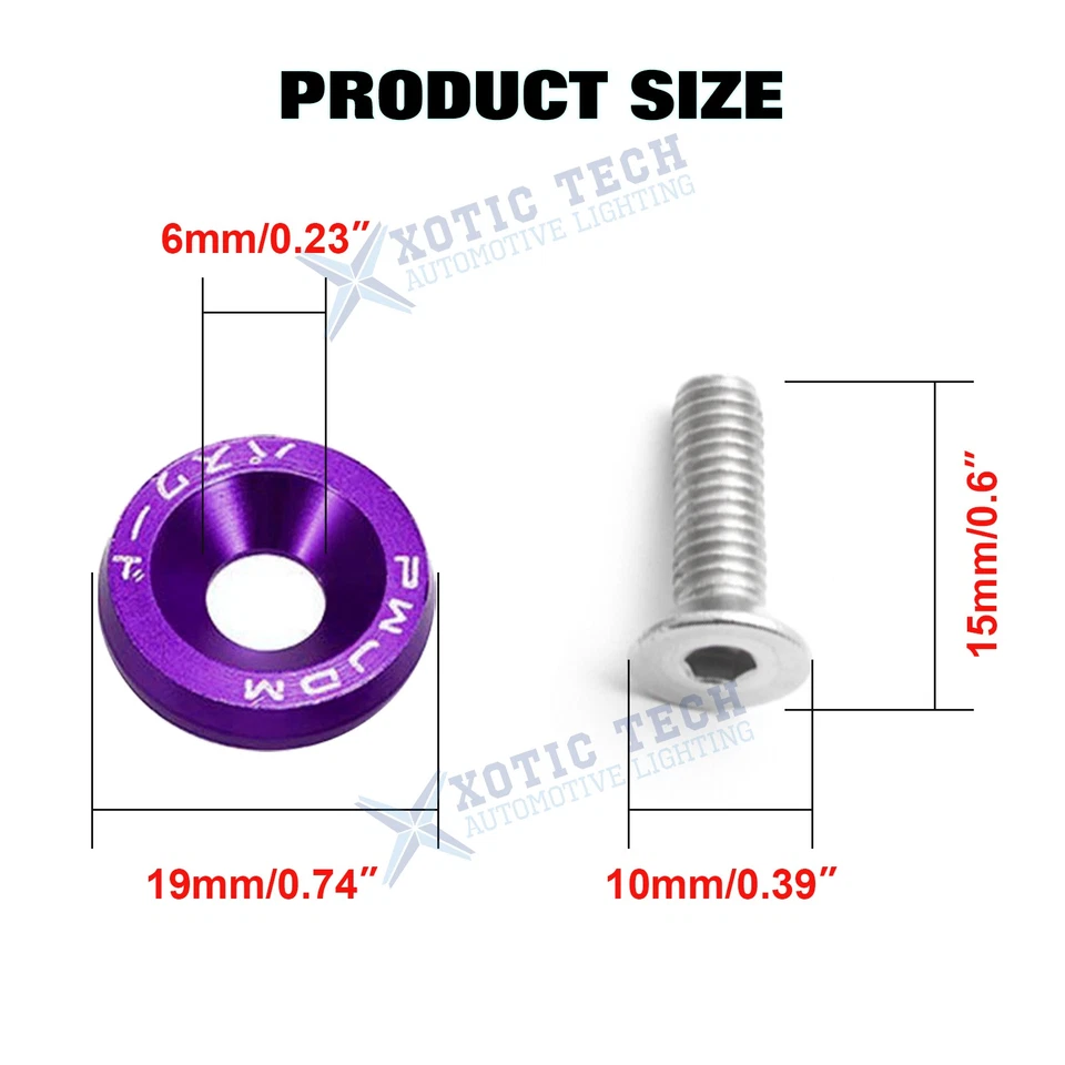 20x Sporty Bumper Washer Engine Bay Dress up Kit w/Solenoid Value Cap For Honda — 第 3/4 张图片