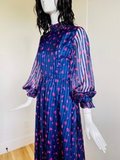 Vintage B COHEN Full Circle Skirt Floral Jewel Tone Chiffon Dress