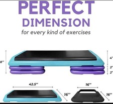 Yes4All Aerobic Step Platform Adjustable Height Teal Purple Black 42.5" x 16"