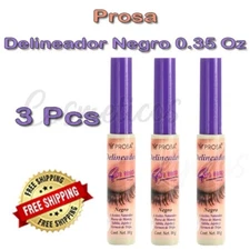 3Pcs Prosa 4 en 1 Black Eye Liner 0.35 Oz Delineador Soft Brush Tip Eyeliner