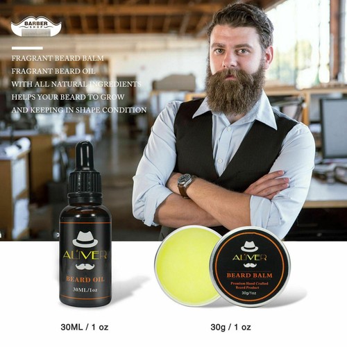 Men's Beard Care Grooming Shaving Set Shampoo Balm Oil Brush Comb Gift Kit 6pcs - Picture 5 of 9