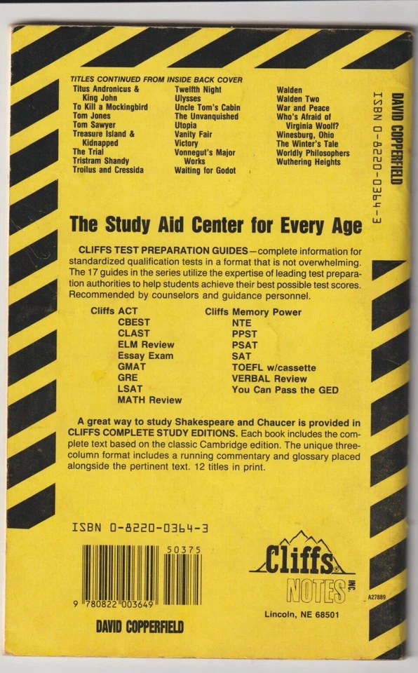 DICKENS DAVID COPPERFIELD Cliffs Notes Paperback 1980 - Image 3 of 3