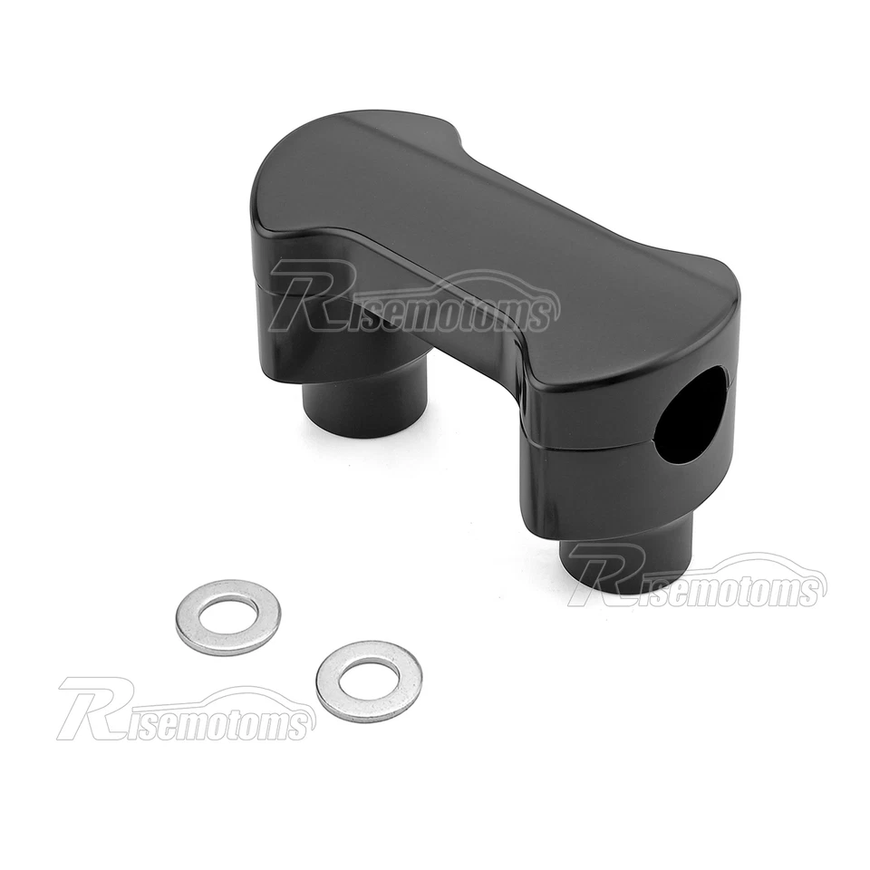 Abrazadera de manillar elevadora negra de 2" de 1" para Harley Softail Street Bob Road King FLHR Foto 4 de 4