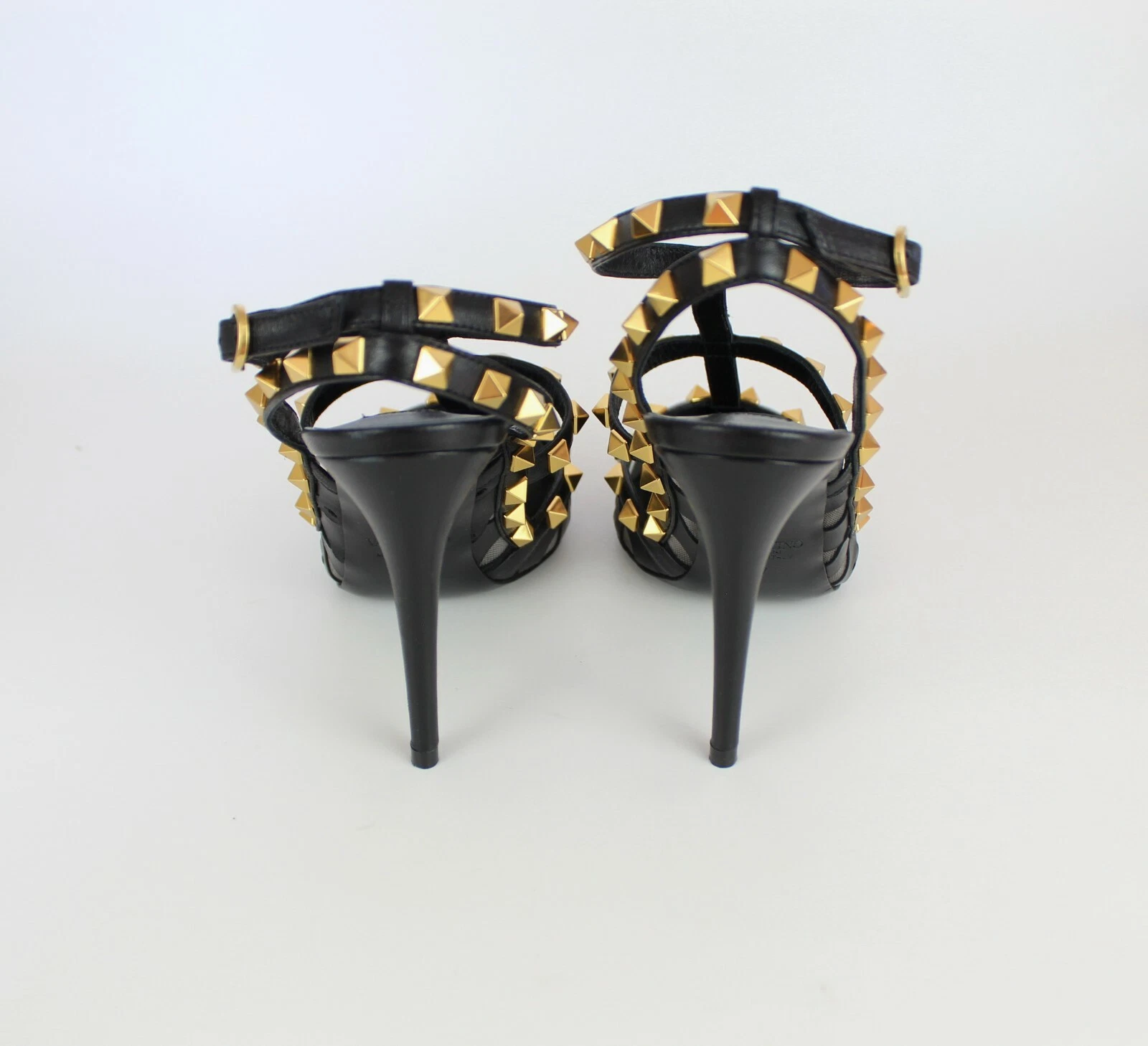 NUOVE DÉCOLLETÉ A STILETTO VALENTINO GARAVANI Rockstud in pelle con ritaglio nere EUR 37