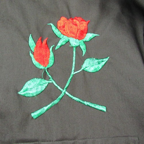 Cheyenne Shirt Mens Black Embroidered Roses Pearl Snap Western No Size Tag - Picture 10 of 13
