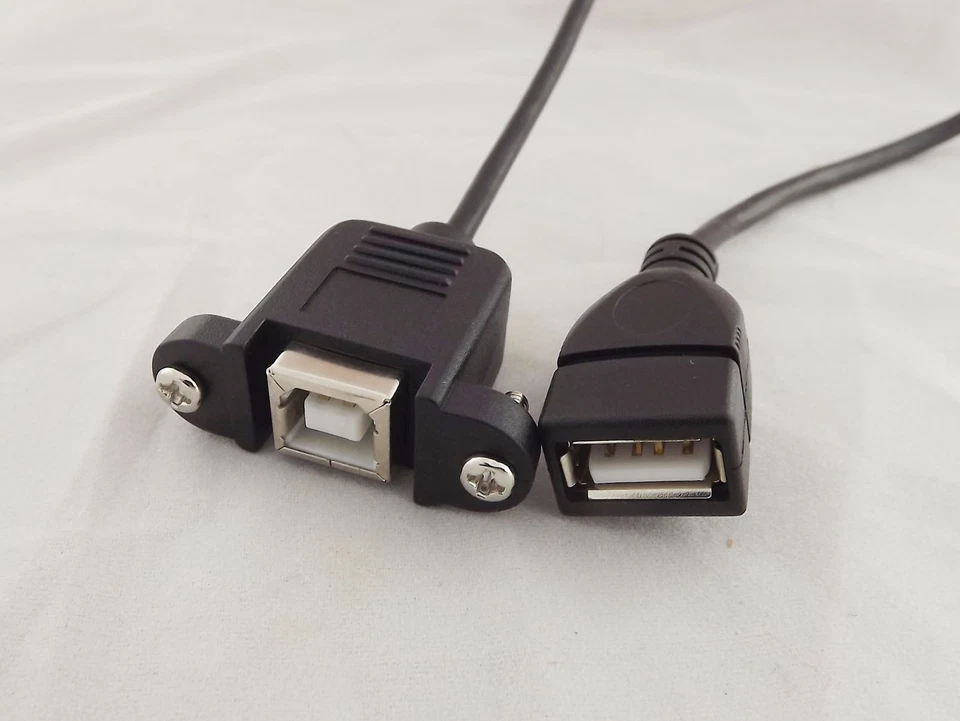10pcs USB 2.0 B Female Socket Panel Mount To USB A Female Extension Cable 50cm - Image 3 of 4