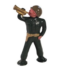 B236 Barclay Podfoot Toy Soldier Bugler Gold Bugle Green Antique Dimestore