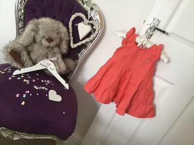 Absorba Baby Mädchen Baumwollmischung Koralle Kleid Pastèque Sommer Alter 12m Neu mit Etikett UVP £26