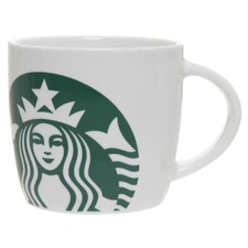 Brand New Starbucks Green Mermaid Logo White Coffee Mug - 14oz 