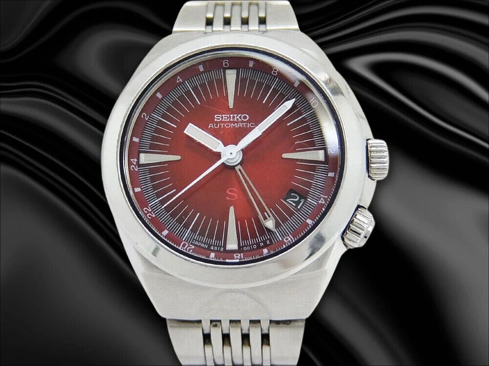 SEIKO SUS 4S12-0010 Automatic Red Dial GMT 24H Inner Bezel See