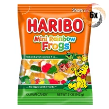 6x Bags Haribo Mini Rainbow Frogs Flavored Fat Free Gummi Candy | 5oz
