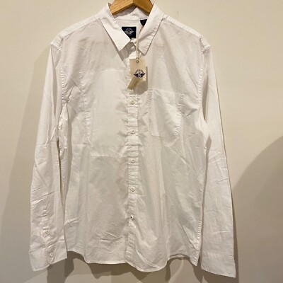 Dockers Men s Alpha Khaki Diamond Button Up Shirt. Slim Fit. Size Large. White