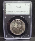 1951 P 50c Franklin Half Dollar PCGS MS64- Vintage PCGS Rattler Holder