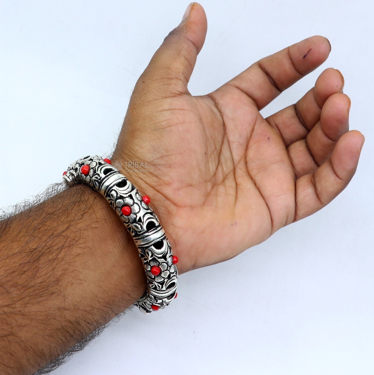 925 sterling silver handmade flower&chitai work design bangle