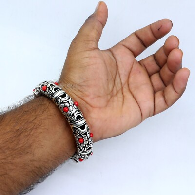 925 sterling silver handmade flower&chitai work design bangle