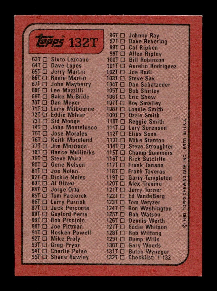 1982 Topps Traded 1-132 EX-MT/NM Pick From List All PICTURED - Picture 145 of 501