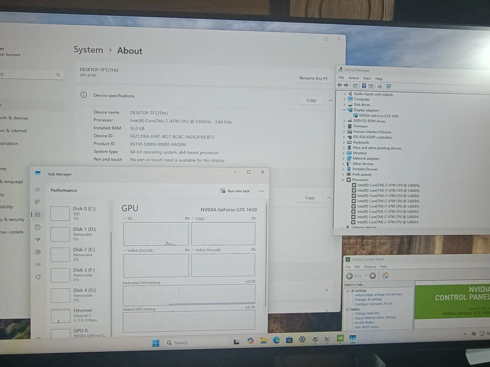 DELL GAMING PC i7-4790 3.6Ghz 16GB GTX 1650 GPU 400GB SSD +1TB win 11 WiFI BT - Image 4 of 4