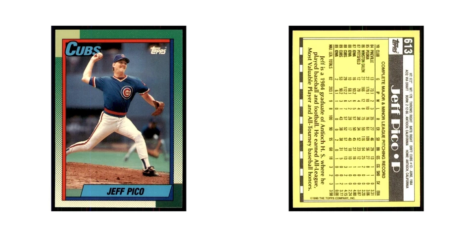 Jeff Pico 1990 Topps Tiffany #613 Chicago Cubs Baseball Card NM - Image 3 of 3