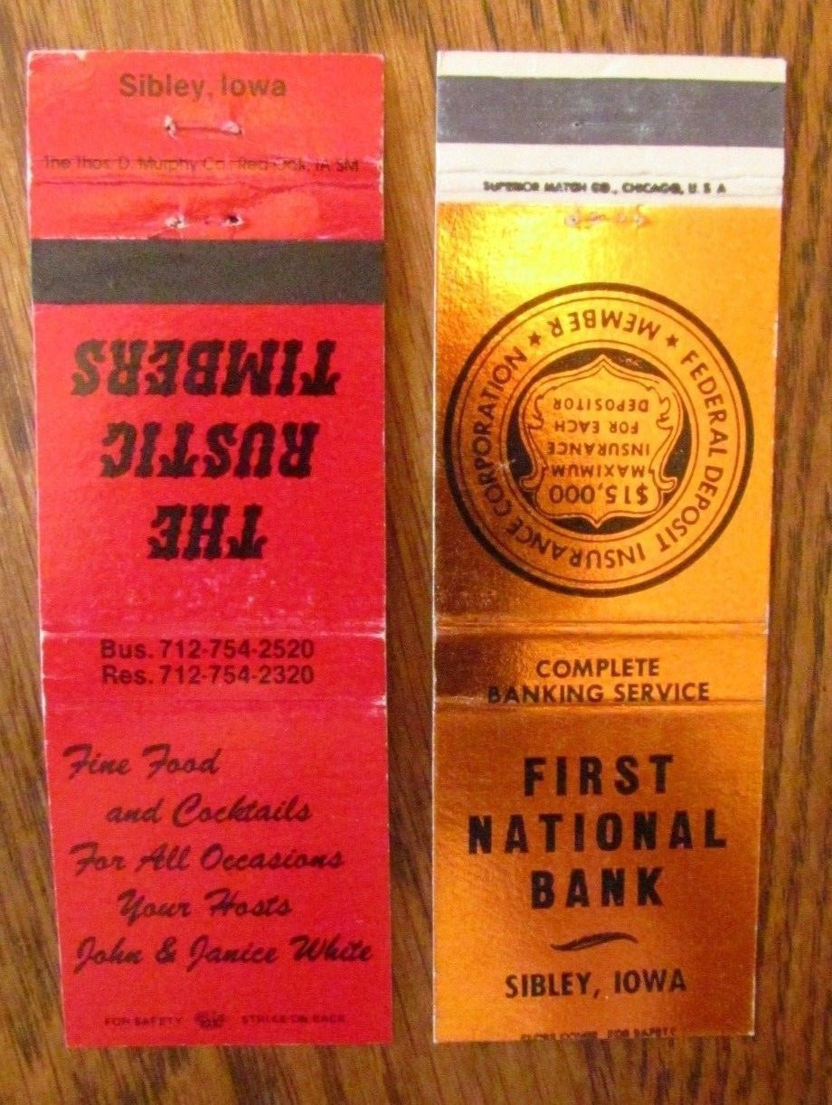 SIBLEY, IOWA RUSTIC TIMBERS & FIRST NATIONAL BANK K eBay