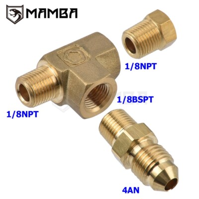 #ad Brass Engine Oil Pressure Tee Adapter Set 1 8 NPT M to 4AN x 1 8 NPT x BSPT US $24.65