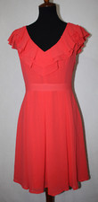 NIKIBIKI Sz M Coral Casual Fit and Flare Ruffle V-Neck Sleeveless Dress