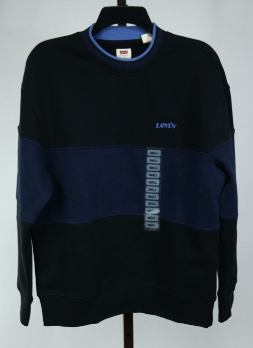 Mens Levi's Black Blue Long Sleeve Pullover Sweatshirt Size Small