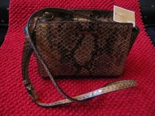 Michael Kors Selma Medium Messenger Brown Snakeskin Sholder Bag