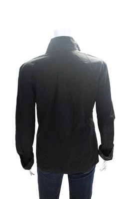 Balenciaga Paris Womens Cotton Snap Closure Collared Shirt Black 